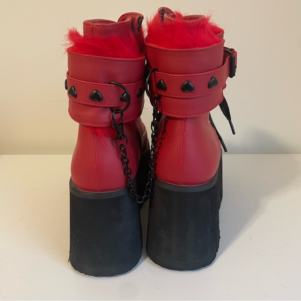 Demonia Red and Black Platform Boots - Picture 4 of 4